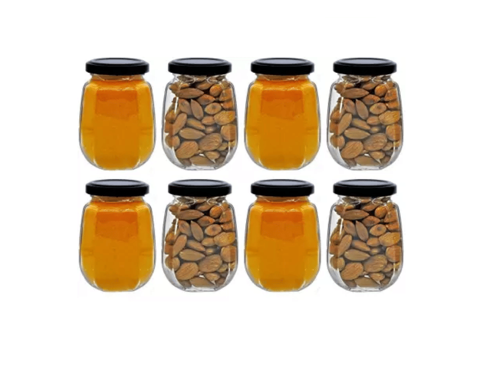 CROCO JAR - Black Glass Food Container ( Pack of 8 )