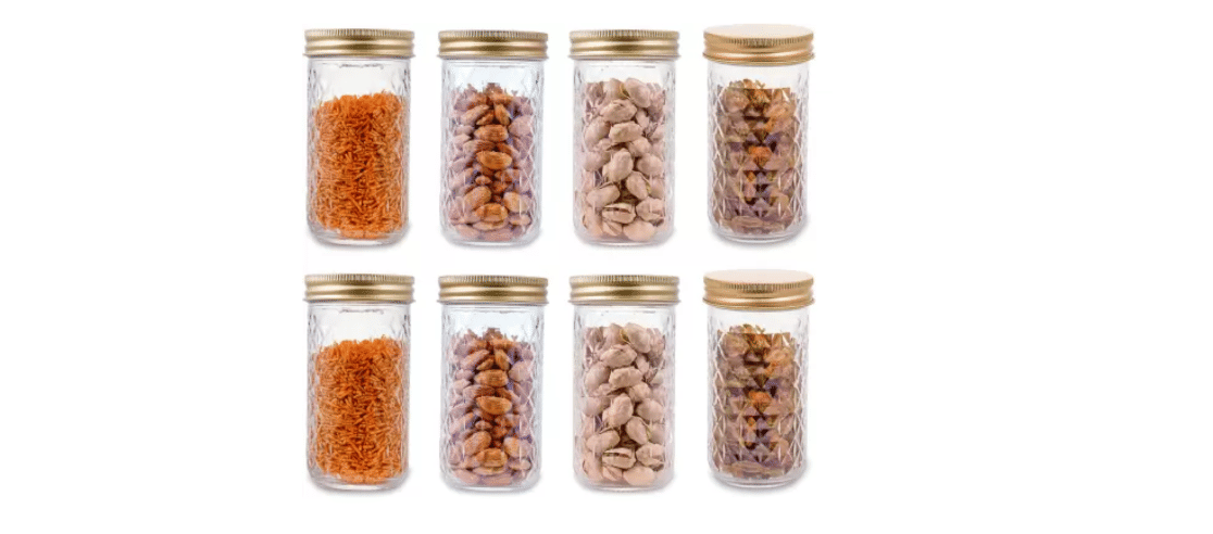 CROCO JAR - Gold Glass Food Container ( Pack of 8 )