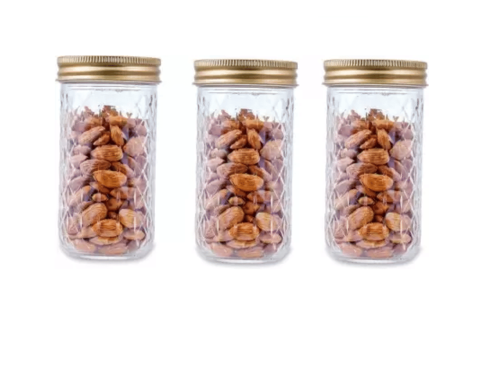 CROCO JAR - Gold Glass Food Container ( Pack of 3 )