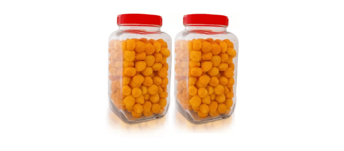 CROCO JAR - Red Glass Food Container ( Pack of 2 )