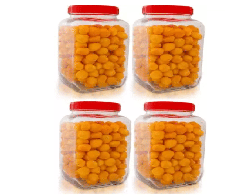     			CROCO JAR - Red Glass Food Container ( Pack of 4 )