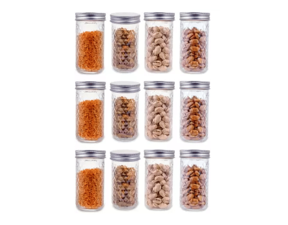CROCO JAR Glass Silver Food Container ( Set of 12 )
