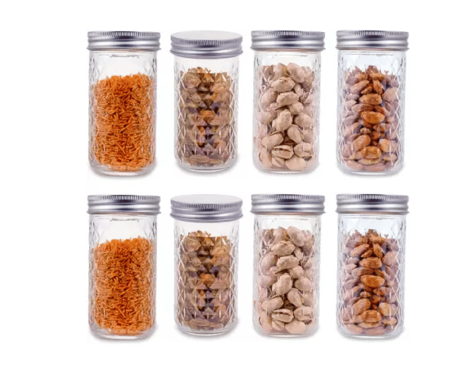     			CROCO JAR - Silver Glass Food Container ( Pack of 8 )