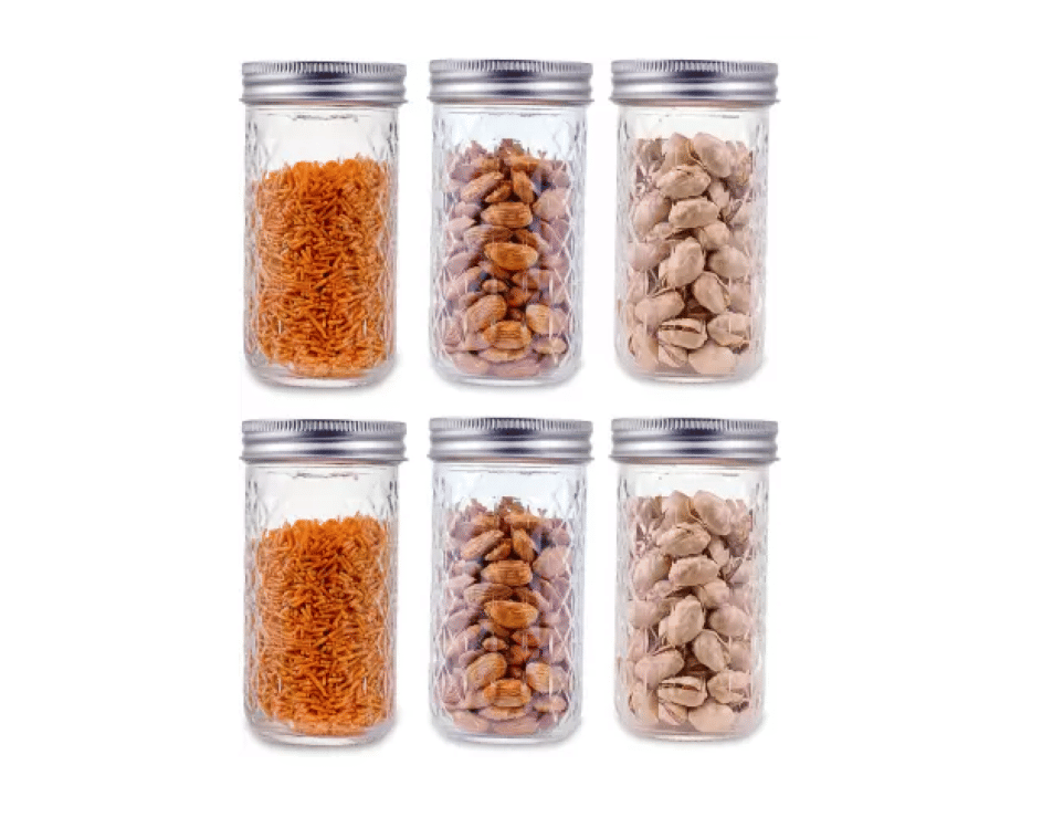 CROCO JAR 350 CHARKUT-6-SILVER Glass Silver Multi-Purpose Container ( Set of 6 )