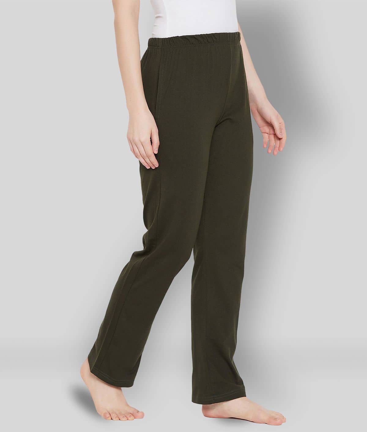 Clovia - Olive Cotton Women's Nightwear Pyjama ( Pack of 1 ) - Nightwear & Loungewear | Buy online on ZillyBuy
