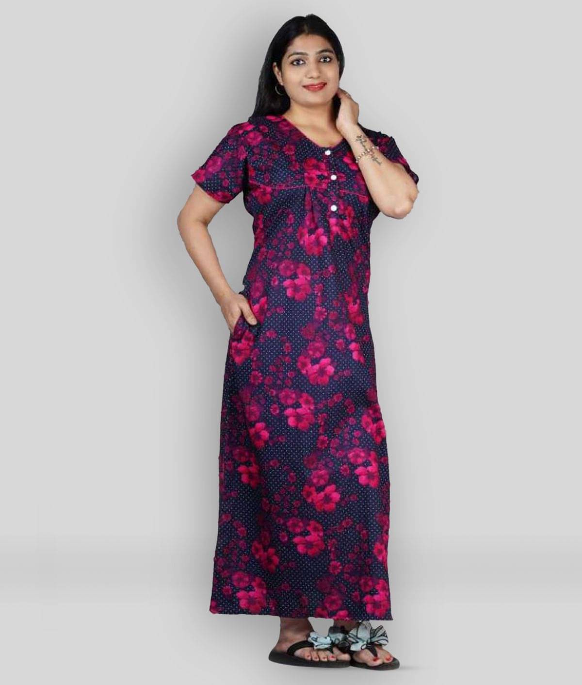     			Favnic Cotton Nighty & Night Gowns - Pink