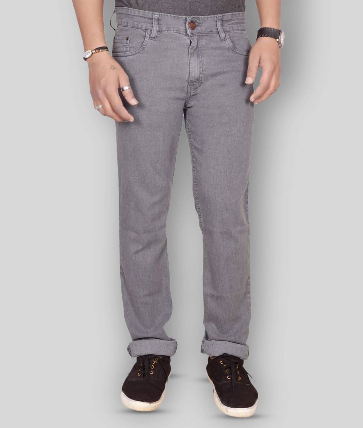 JB JUST BLACK - Grey Cotton Blend Regular Fit Men's Jeans ( Pack of 1 ) JB JUST BLACK - Grey Cotton Blend Regular Fit Men's Jeans ( Pack of 1 )