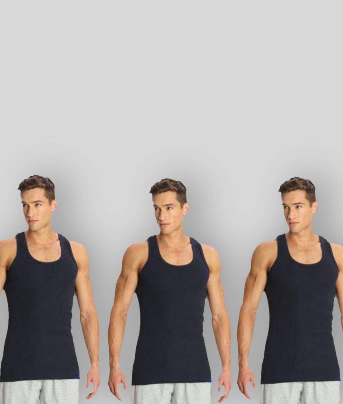 Jockey - Navy Cotton Men's Vest ( Pack of 3 )     			Jockey - Navy Cotton Men's Vest ( Pack of 3 )