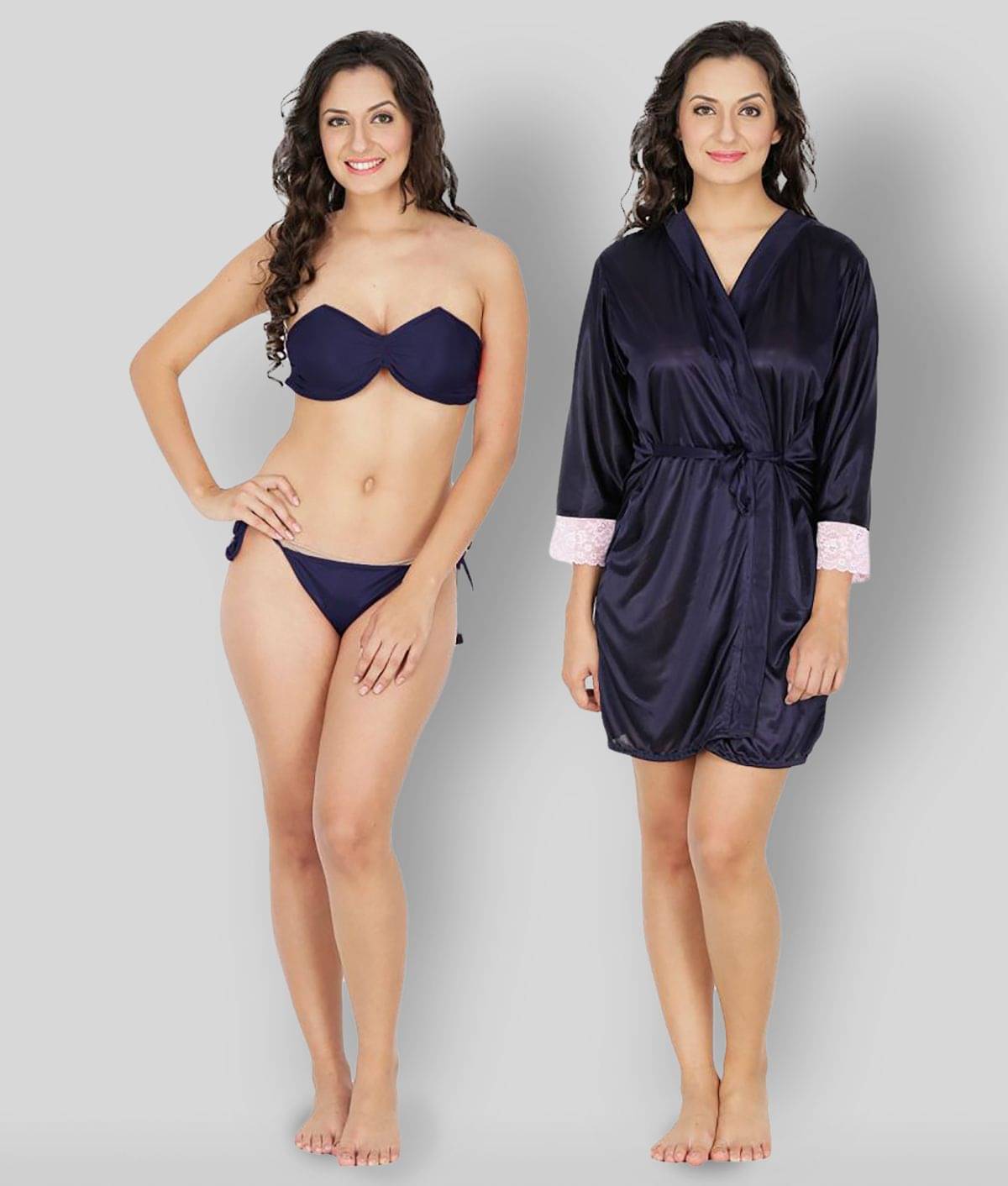     			Klamotten - Multicolor Satin Women's Nightwear Baby Doll Dresses With Panty ( Pack of 2 )