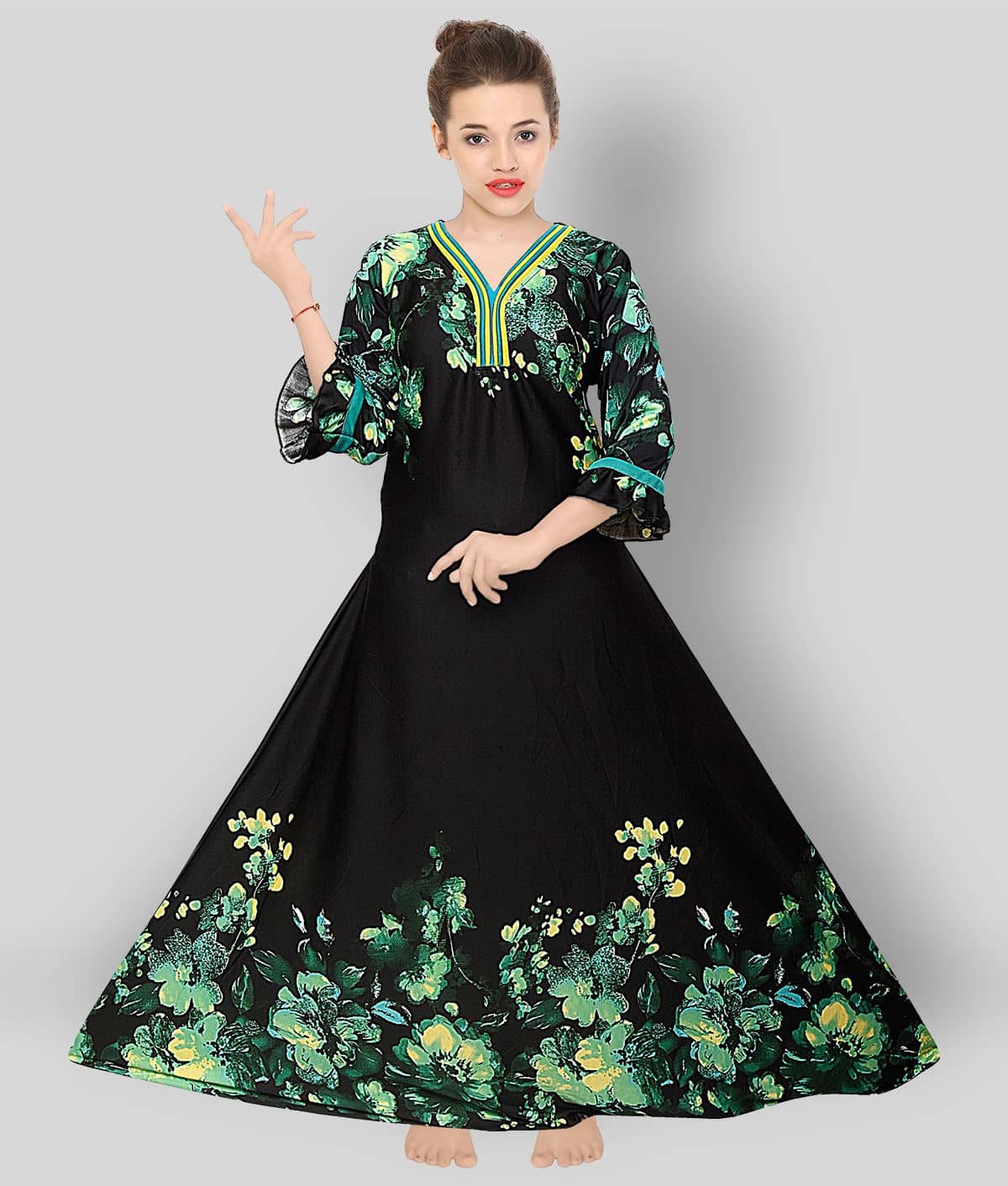 PURSA - Black Satin Women's Nightwear Nighty & Night Gowns - Nightwear & Loungewear | Buy online on ZillyBuy