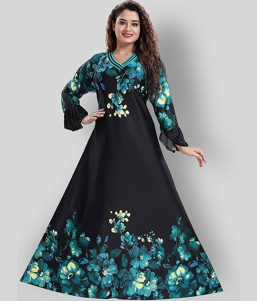 PURSA - Black Satin Women's Nightwear Nighty & Night Gowns - Nightwear & Loungewear | Buy online on ZillyBuy