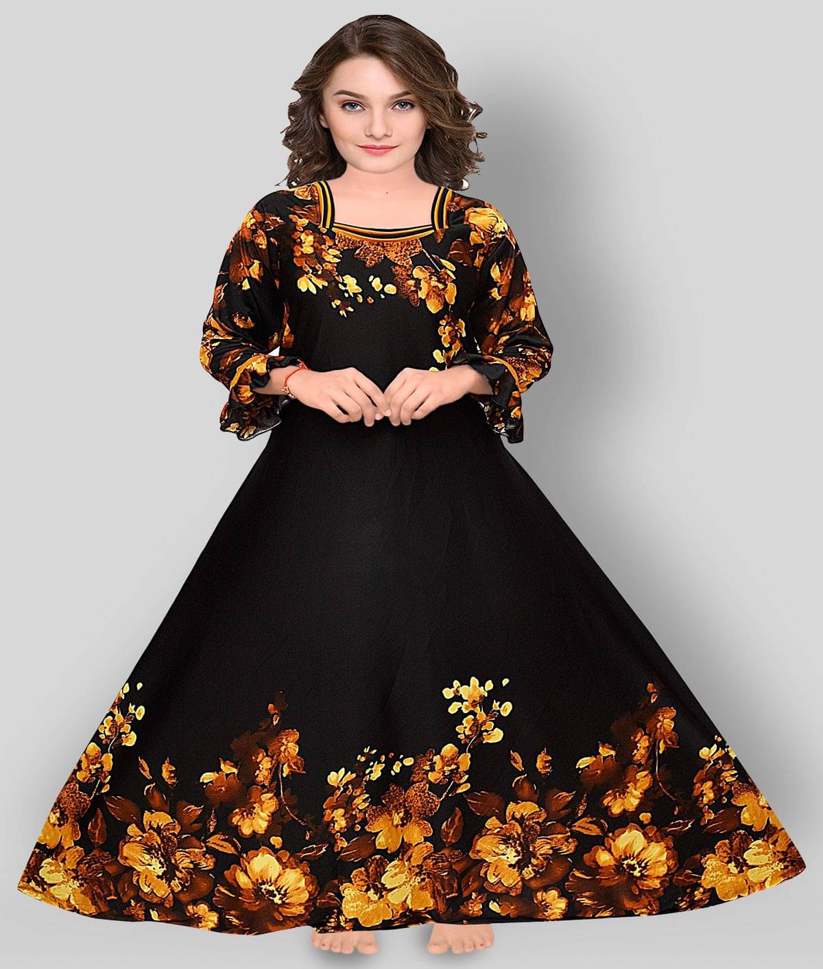     			PURSA - Black Satin Women's Nightwear Nighty & Night Gowns
