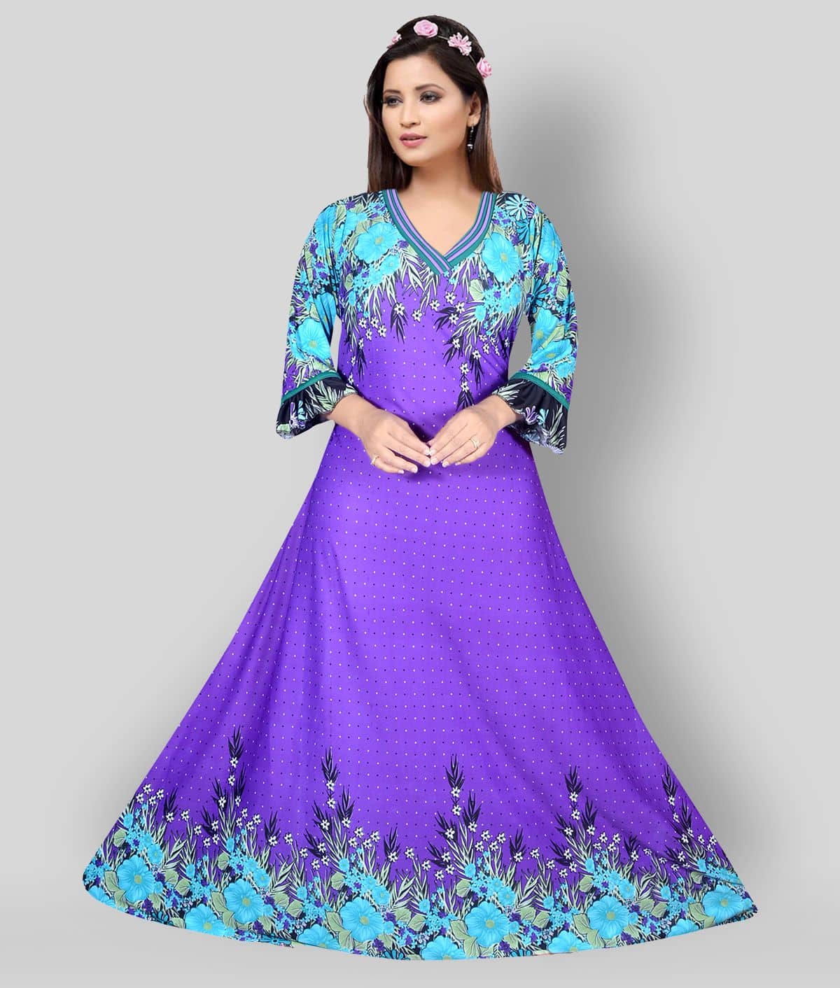 PURSA - Multicolor Satin Women's Nightwear Nighty & Night Gowns - Nightwear & Loungewear | Buy online on ZillyBuy
