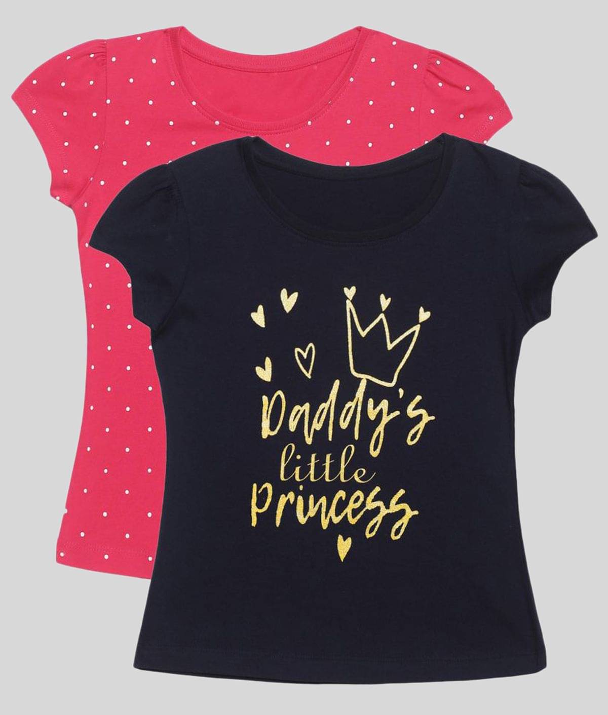     			PLUM TREE Pack of 2 Girls Cotton T-Shirt ( Black )