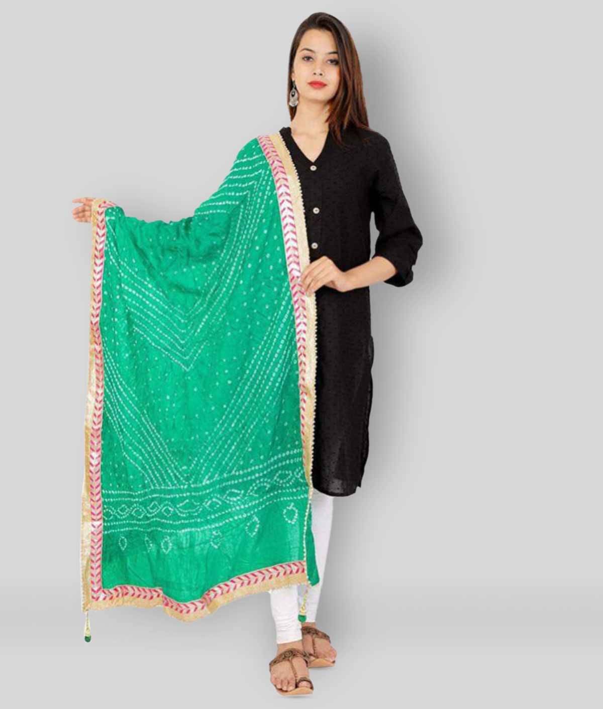 Raj Green Art Silk Bandhej Dupatta Raj Green Art Silk Bandhej Dupatta