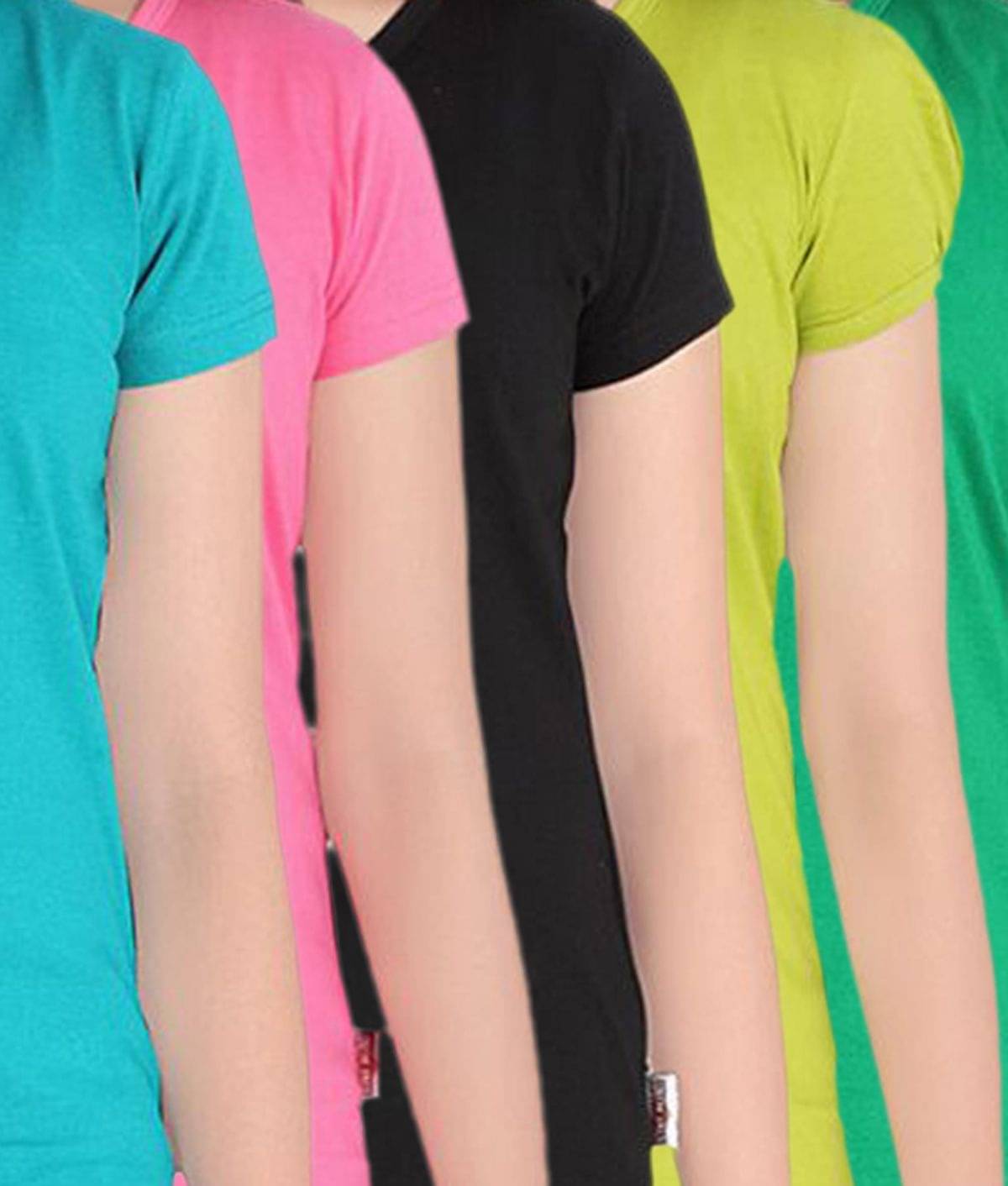     			Sini Mini Pack of 5 Girls Cotton T-Shirt ( Blue )