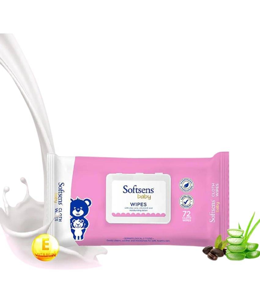 Softsens Baby Gentle Cloth Wipes,72 Wipes Enriched with Aloe Vera , Vitamin Softsens Baby Gentle Cloth Wipes,72 Wipes Enriched with Aloe Vera , Vitamin
