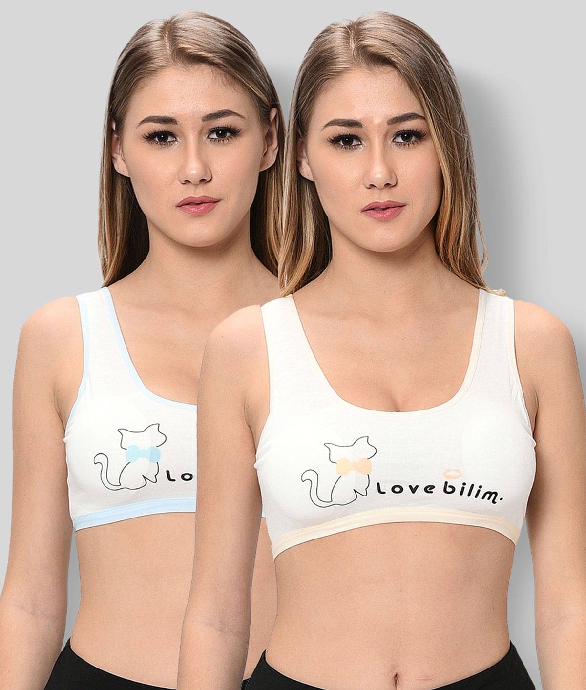     			Viral Girl Blue,Beige Cotton Solid Sports Bra