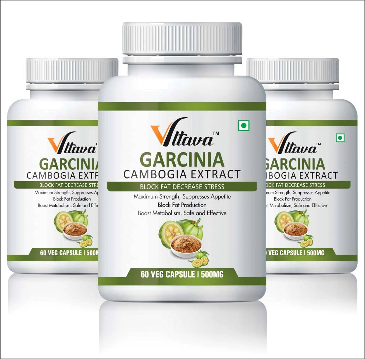     			Vltava Garcinia Cambogia Extract for Men and Women | 180 gm Unflavoured Pack of 3