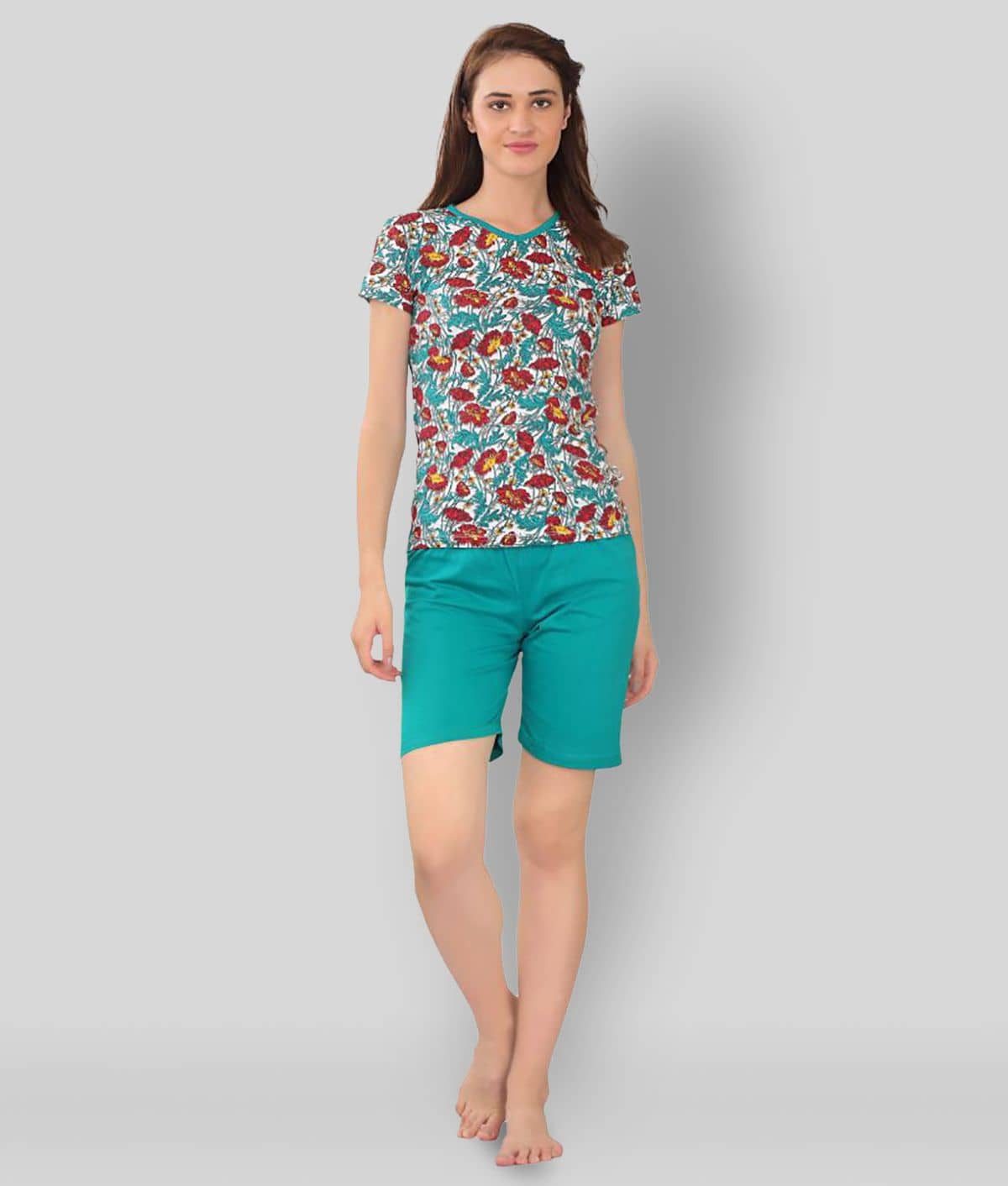 Zebu - Multicolor Cotton Women's Nightwear Nightsuit Sets ( Pack of 1 ) - Nightwear & Loungewear | Buy online on ZillyBuy