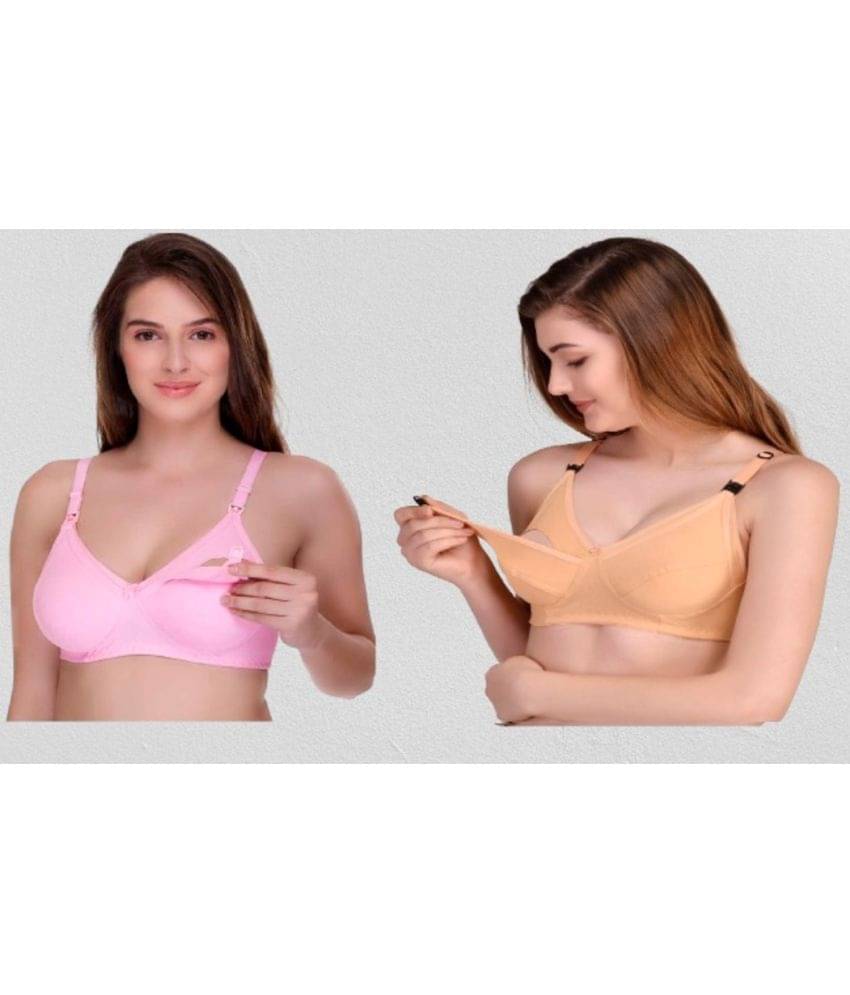     			Zourt - Multicolor Cotton Solid Women's Maternity Bra ( Pack of 2 )