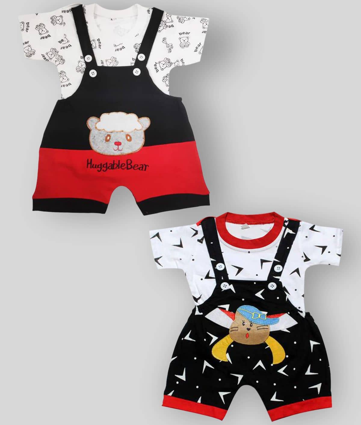 Babeezworld Pack of 2 Unisex for Baby 100% Cotton ( Multicolor )