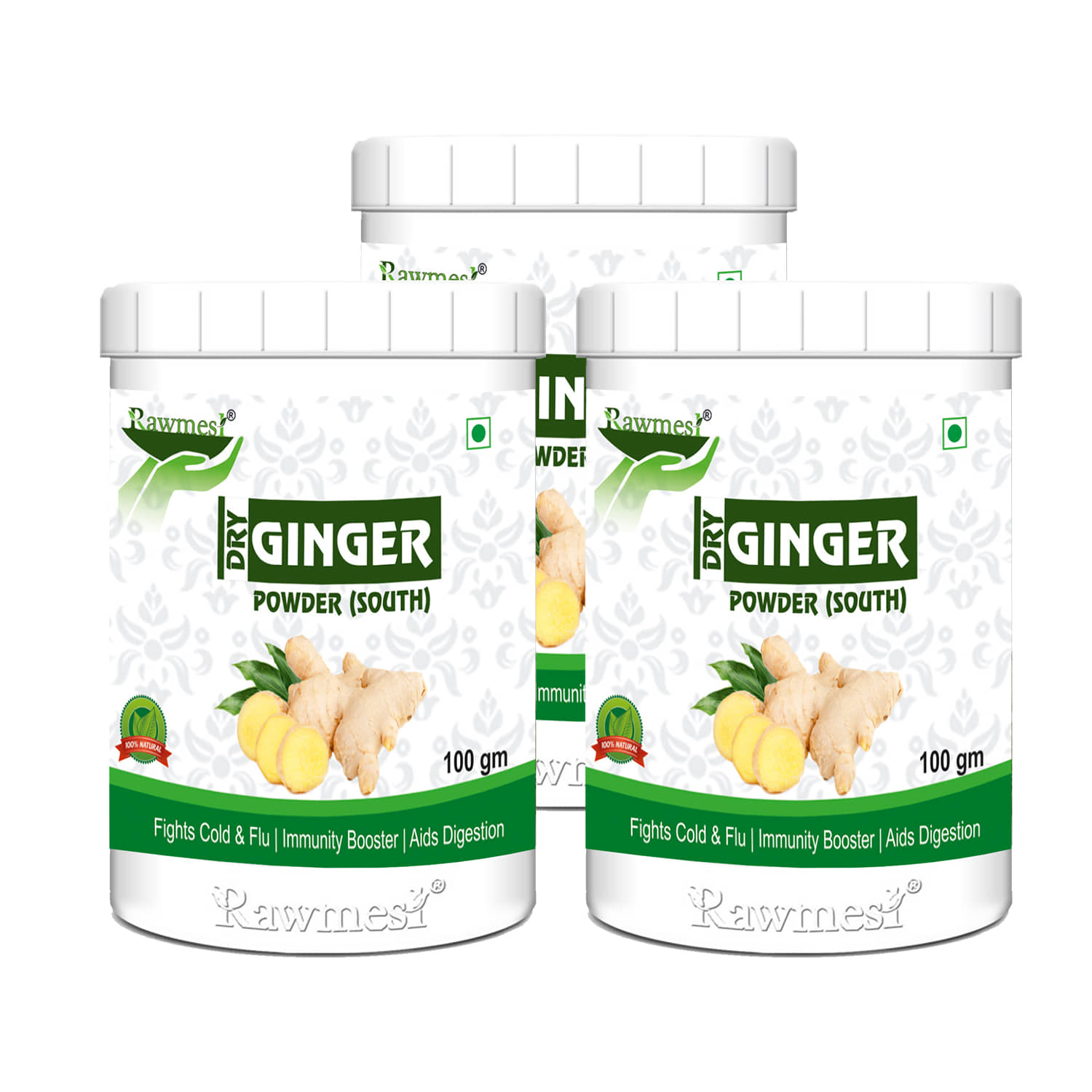 Rawmest Dry Ginger For Skin, Hair, Cold & Flu Powder 300 Gm Pack of 3