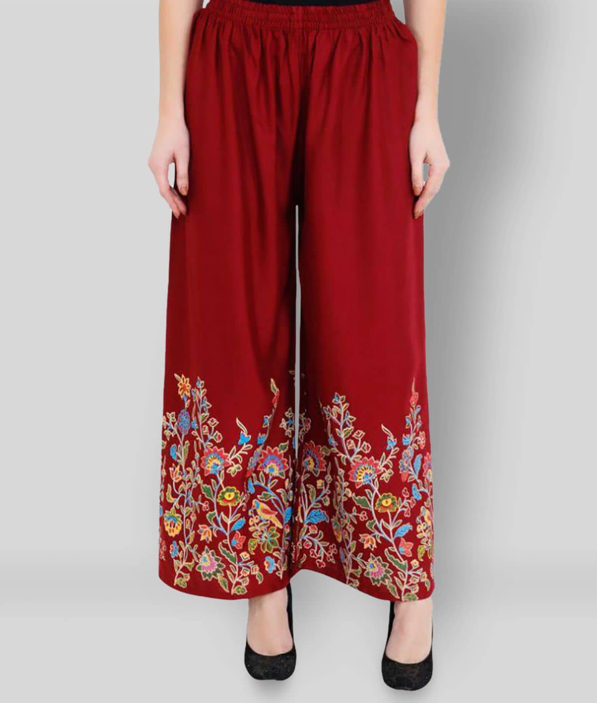 Aadrika - Maroon Cotton Flared Women's Palazzos ( Pack of 1 )