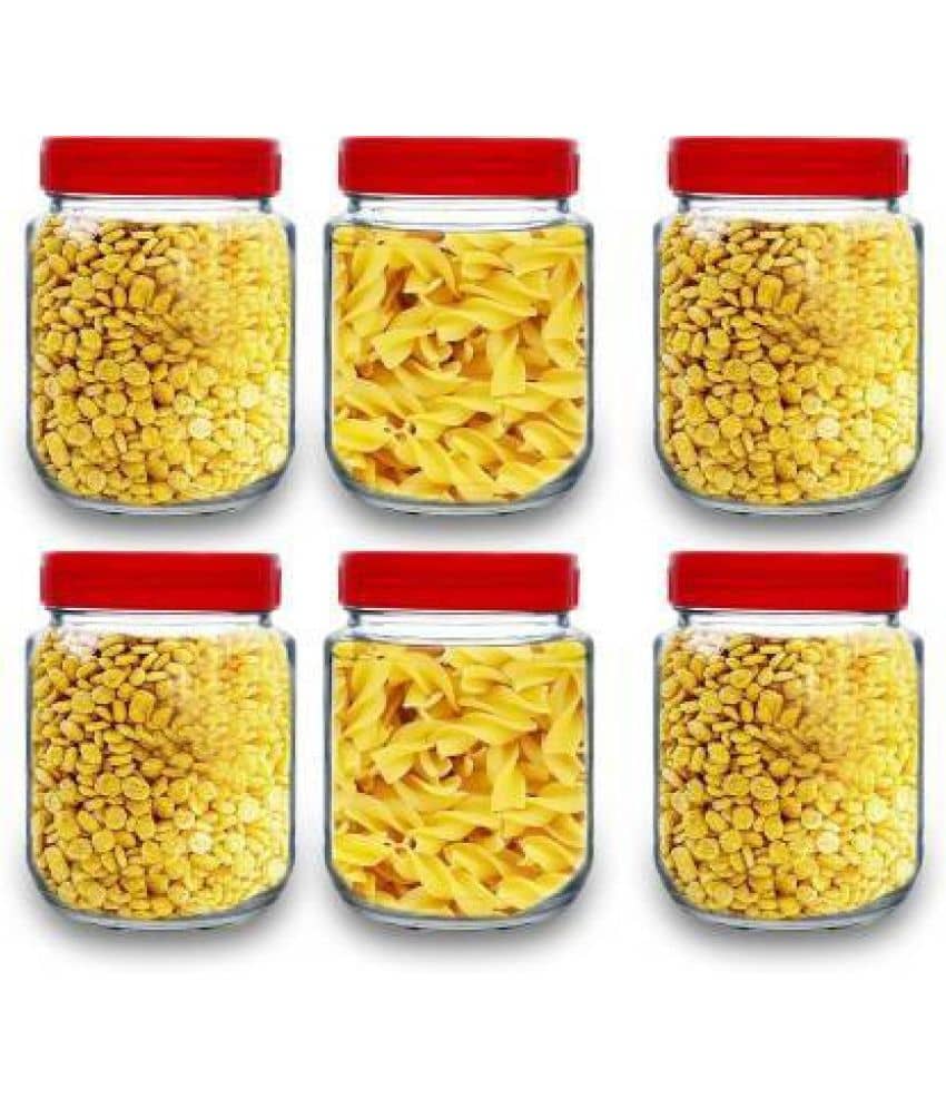 CROCO JAR - Red Glass Food Container ( Pack of 6 )