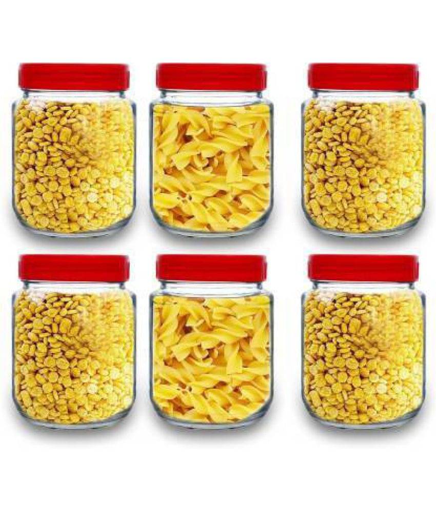     			CROCO JAR - Red Glass Food Container ( Pack of 6 )