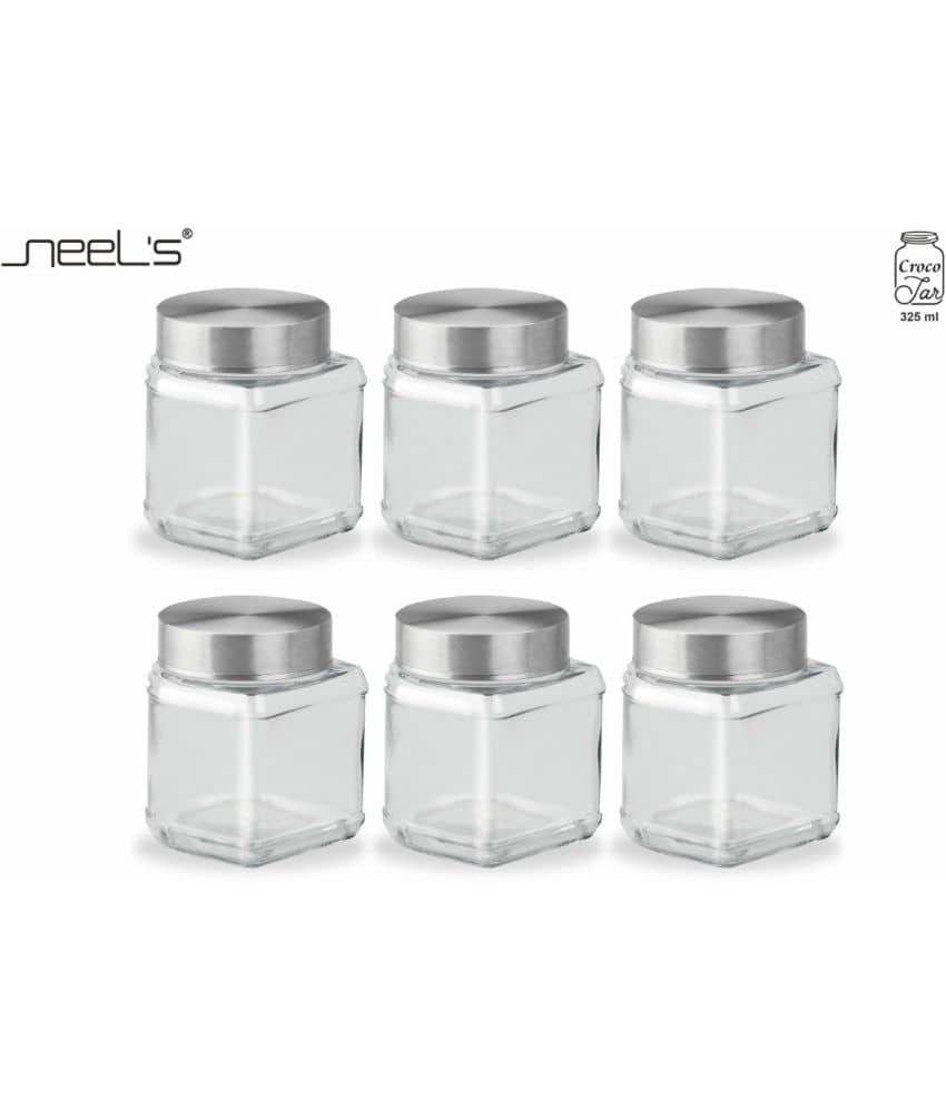 CROCO JAR - Silver Glass Food Container ( Pack of 6 )