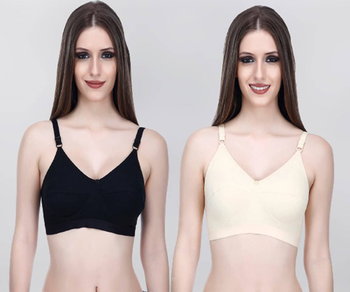     			Elina Pack of 2 Cotton Non Padded Women's Everyday Bra ( Beige )