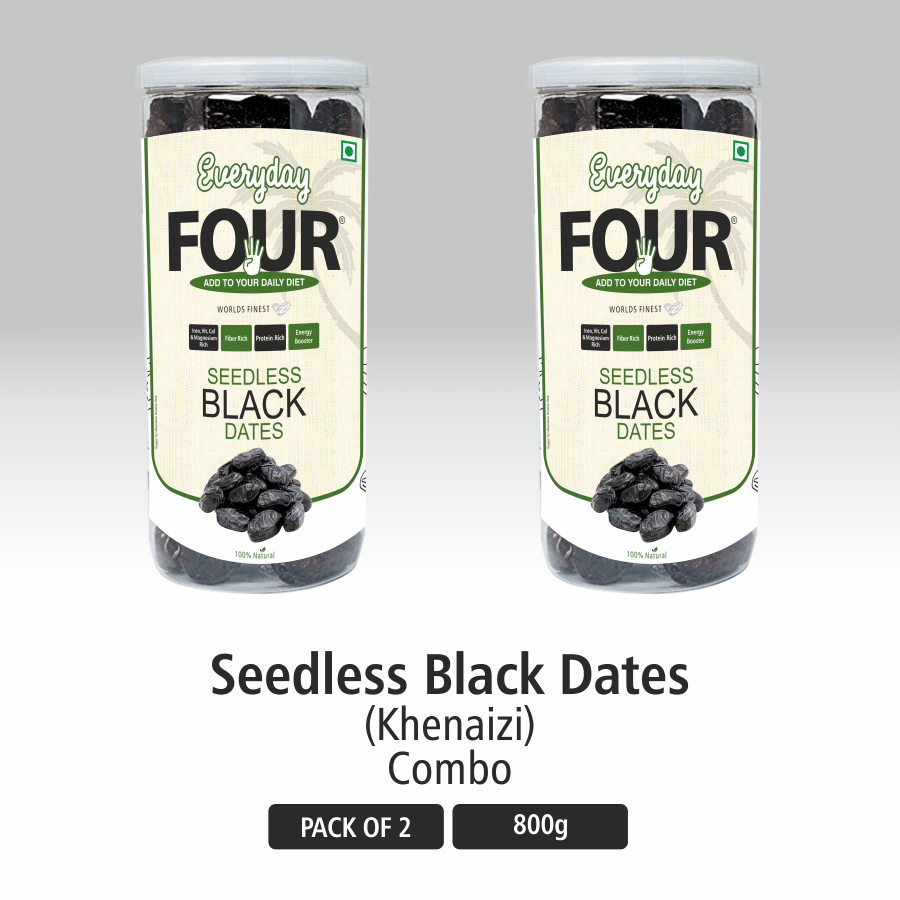     			Everyday Four Seedless Black Dates (Khajoor) 800g | Combo Pack |