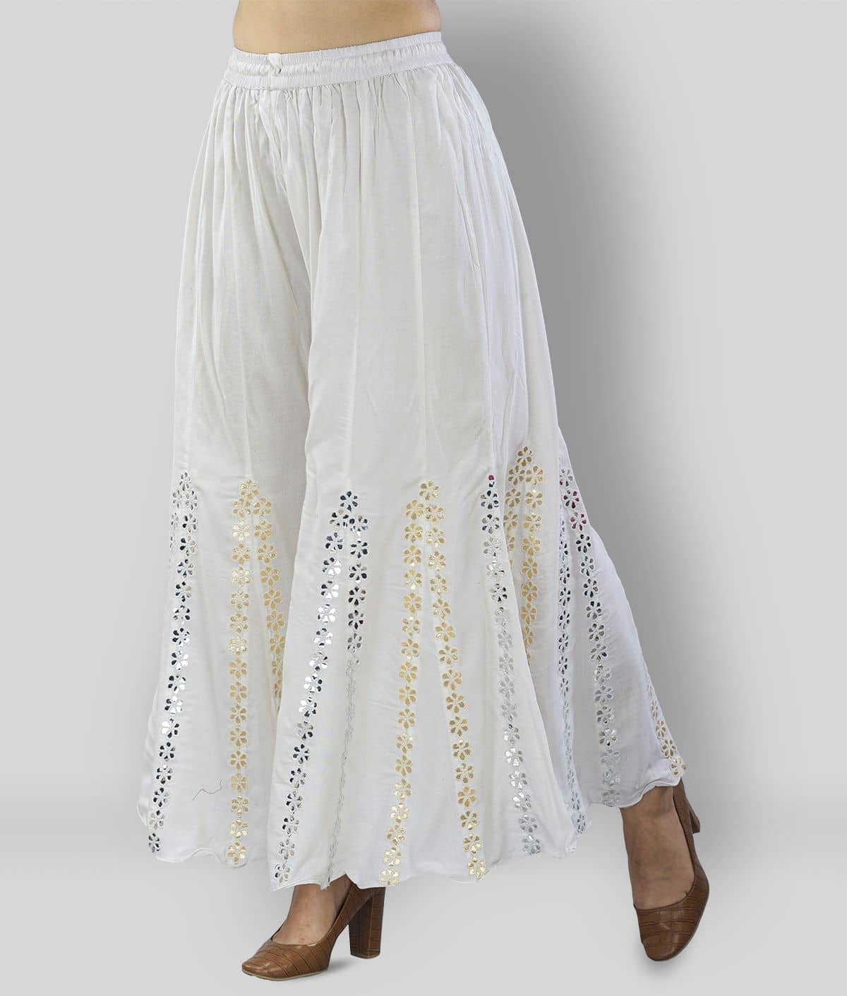 FABRR - White Rayon Flared Women's Palazzos ( Pack of 1 )