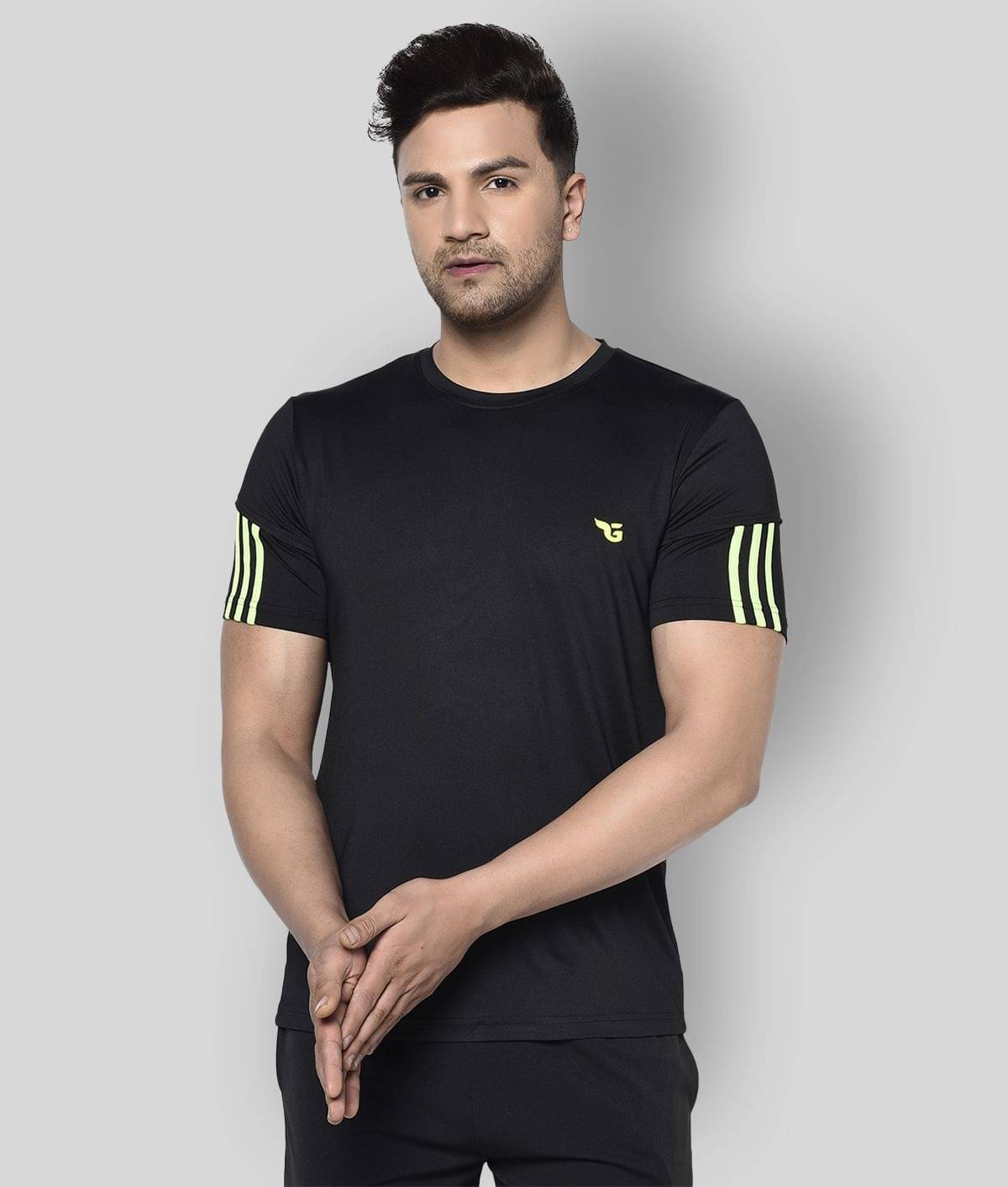 Glito - Black Polyester Regular Fit Men's Sports T-Shirt ( Pack of 1 ) Glito - Black Polyester Regular Fit Men's Sports T-Shirt ( Pack of 1 )