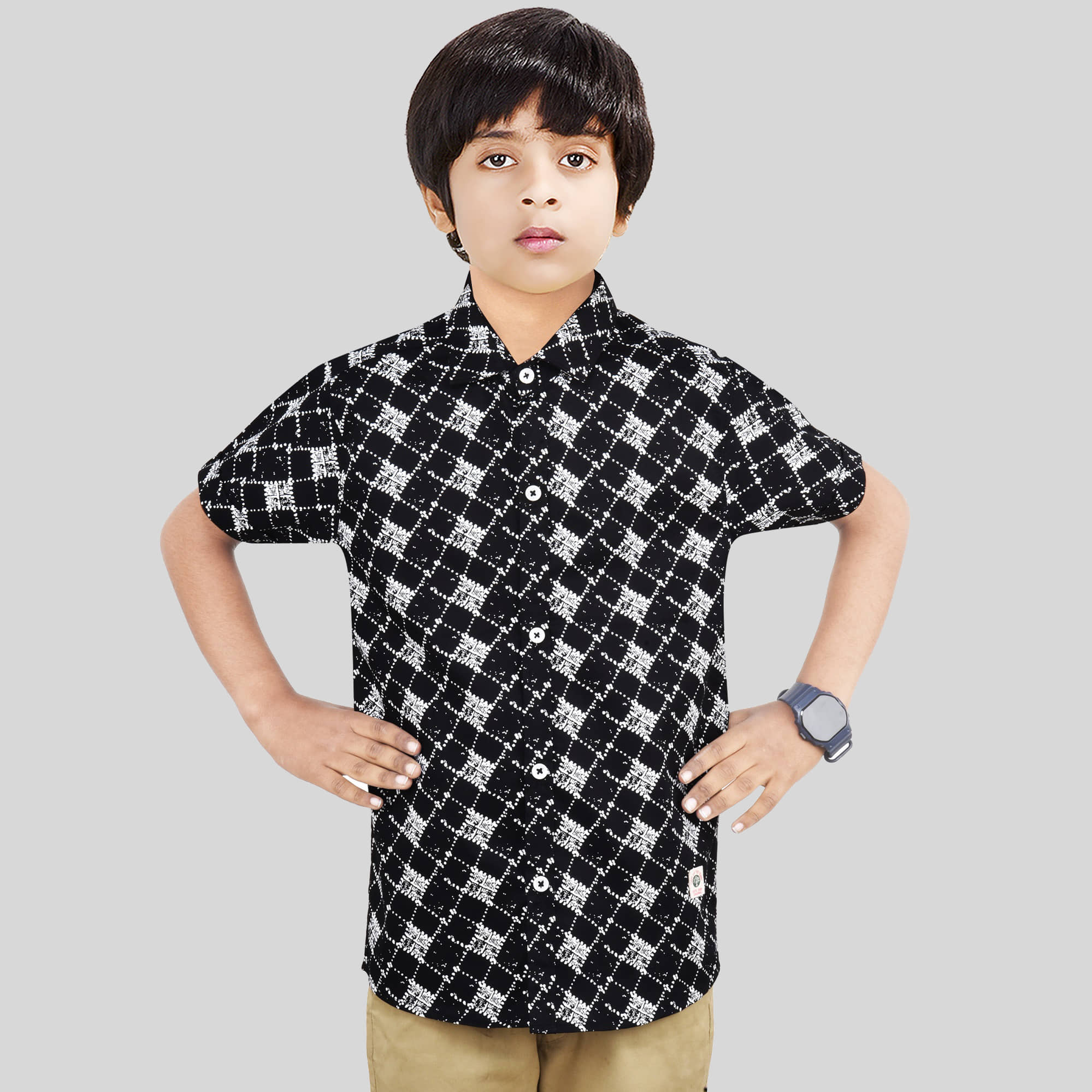 Made In The Shade Pack of 1 Boys 100% Cotton Half Sleeves Shirt ( Blue )