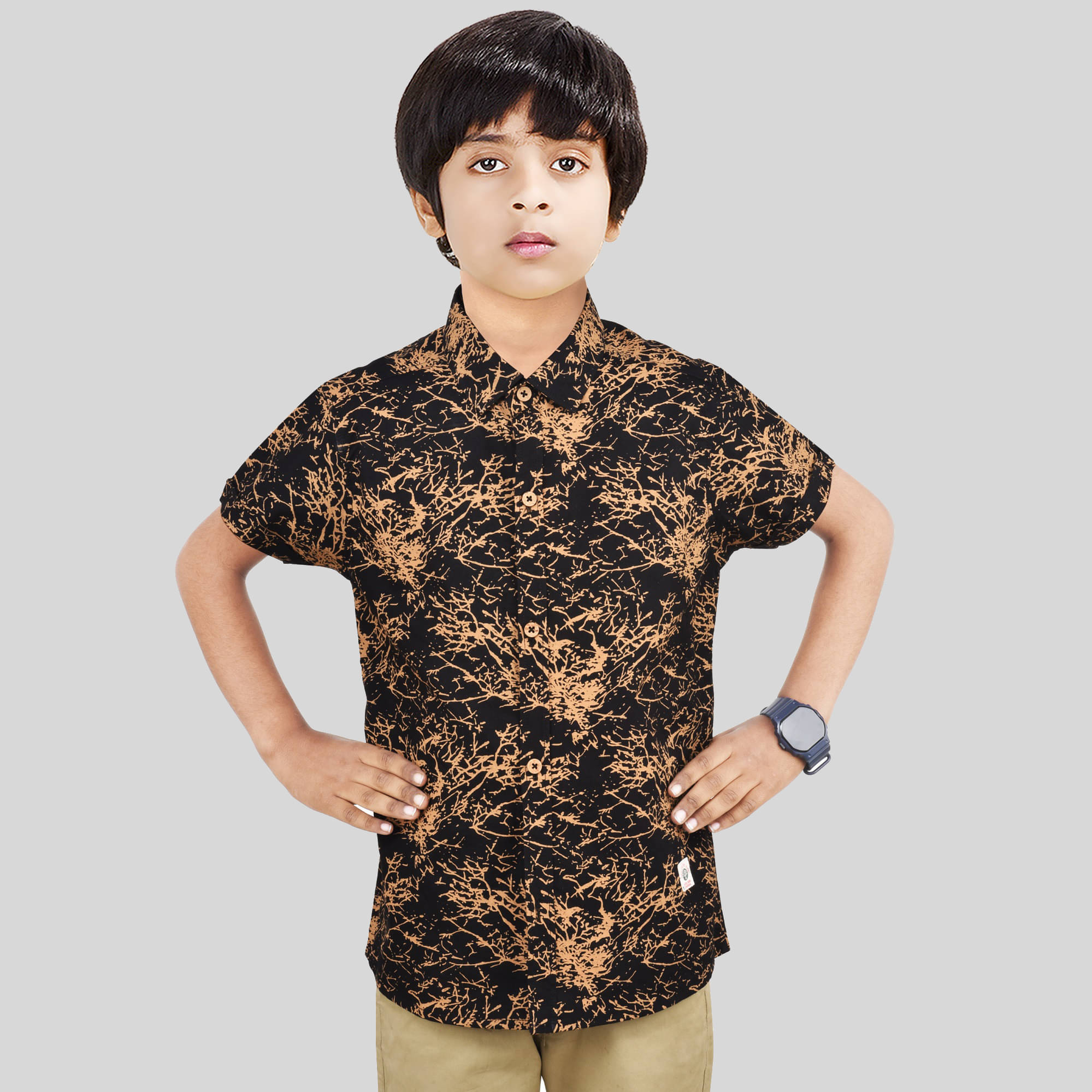 Made In The Shade Pack of 1 Boys 100% Cotton Half Sleeves Shirt ( Black ) Made In The Shade Pack of 1 Boys 100% Cotton Half Sleeves Shirt ( Black )