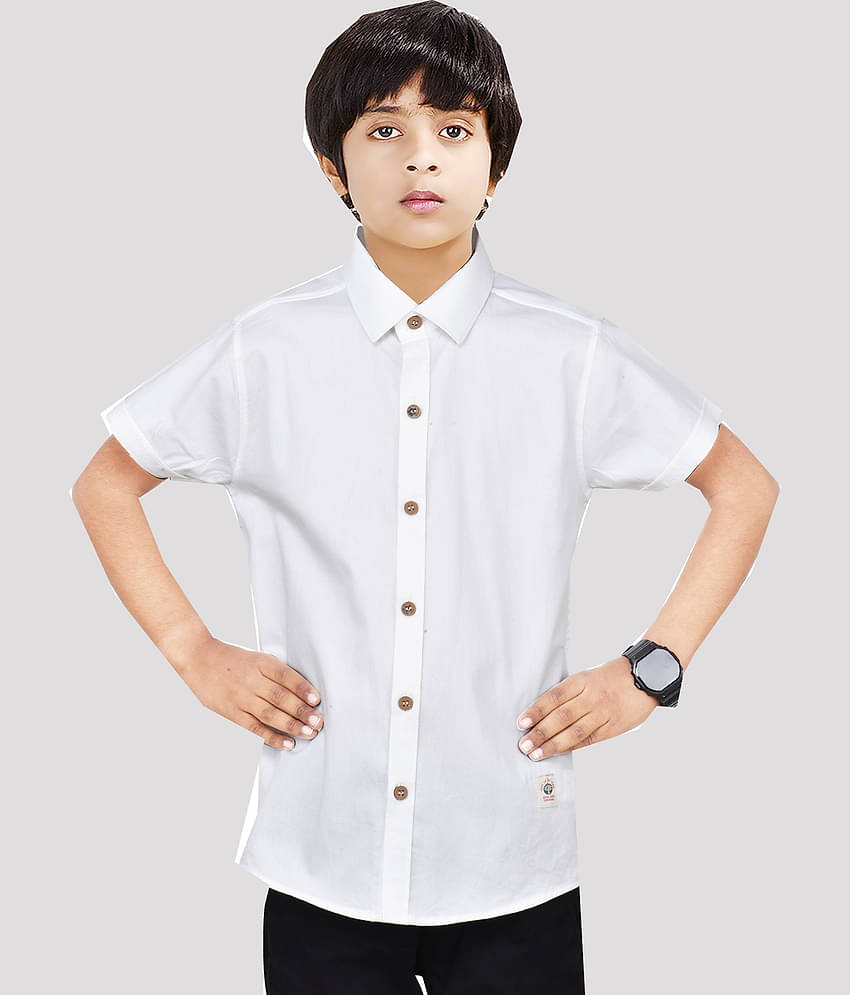 Made In The Shade Pack of 1 Boys 100% Cotton Half Sleeves Shirt ( White )