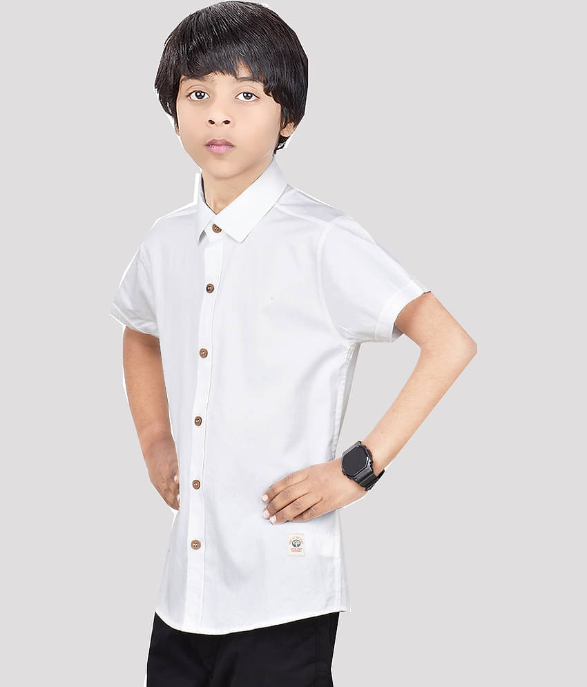 Made In The Shade Pack of 1 Boys 100% Cotton Half Sleeves Shirt ( White )