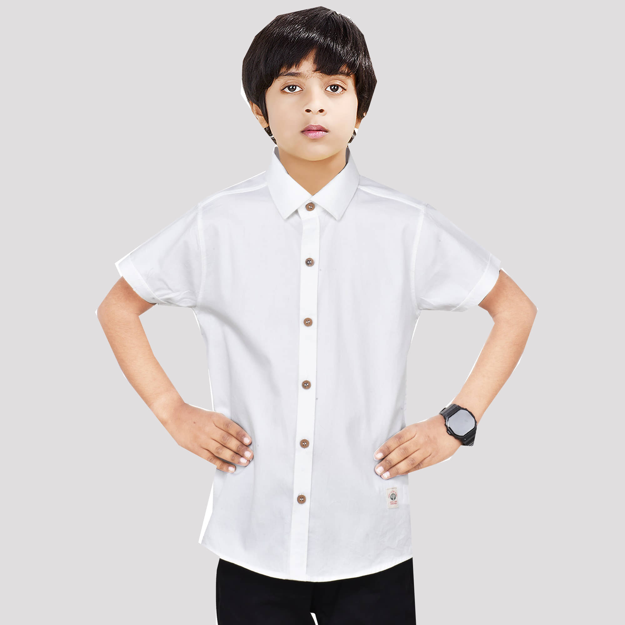 Made In The Shade Pack of 1 Boys 100% Cotton Half Sleeves Shirt ( White )