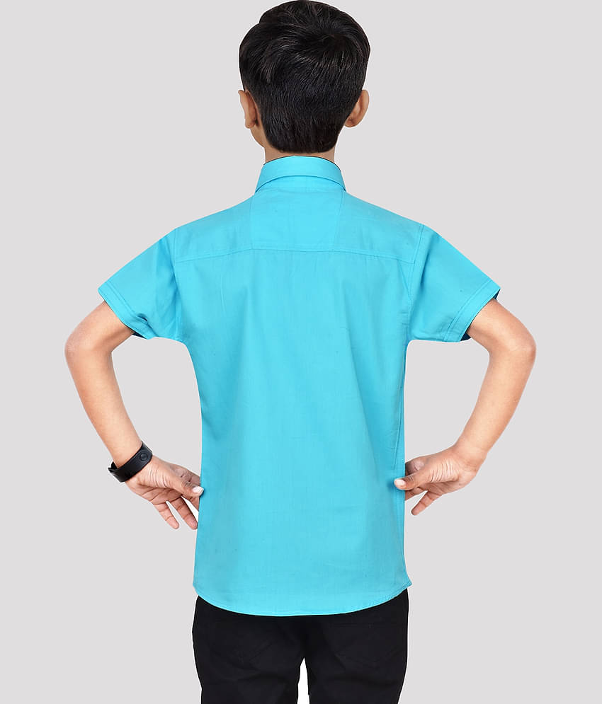 Made In The Shade Pack of 1 Boys 100% Cotton Half Sleeves Shirt ( Turquoise )
