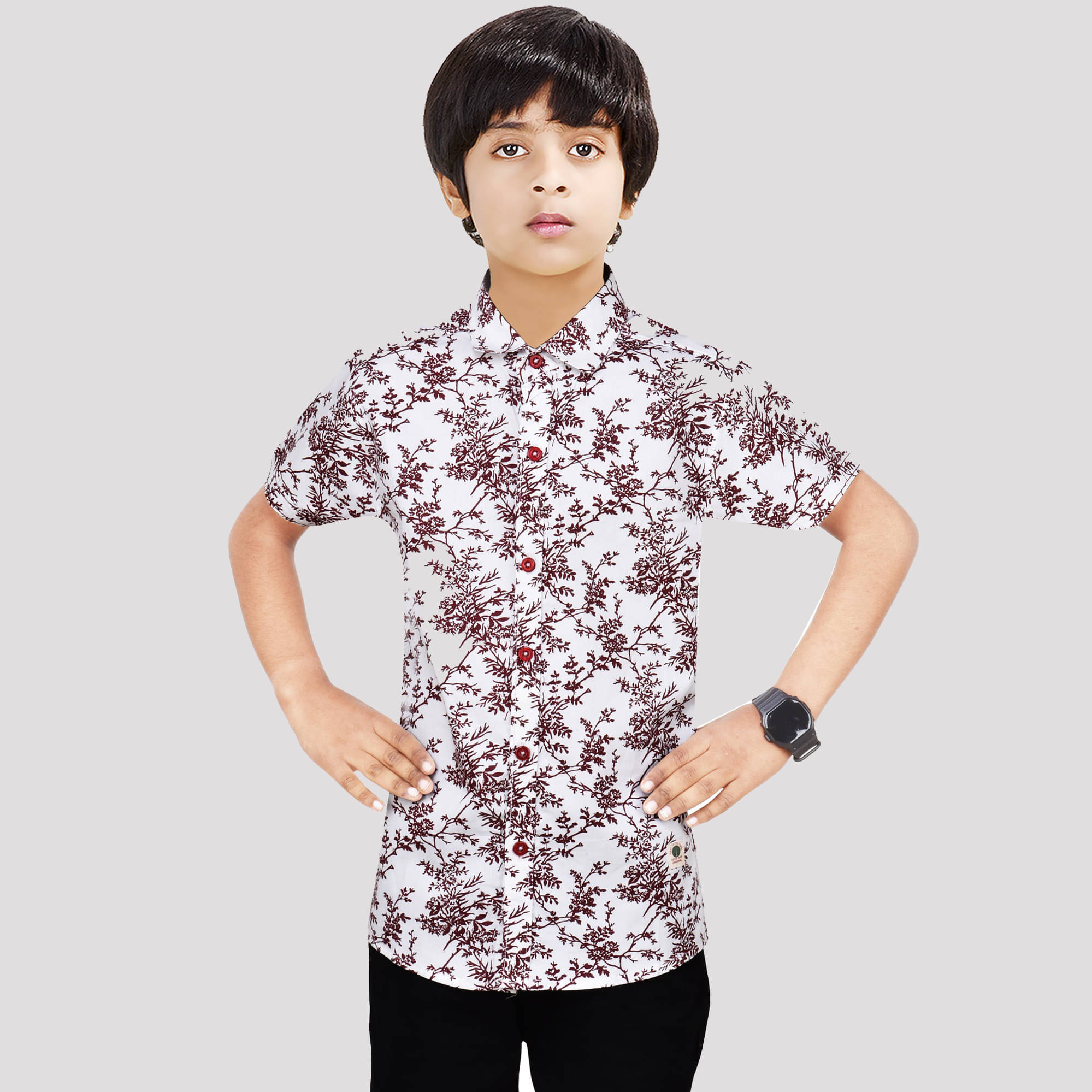 Made In The Shade Pack of 1 Boys 100% Cotton Half Sleeves Shirt ( Maroon )     			Made In The Shade Pack of 1 Boys 100% Cotton Half Sleeves Shirt ( Maroon )