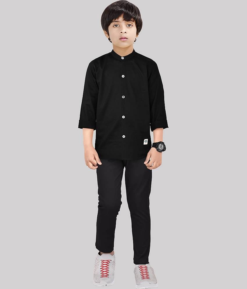 Made In The Shade Pack of 1 Boys Cotton Shirt & Pants Set ( Black )