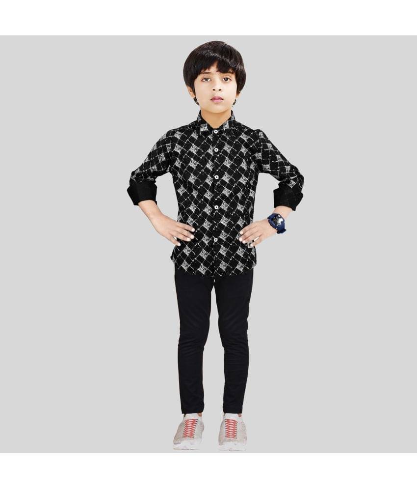     			Made In The Shade Pack of 1 Boys Cotton Shirt & Pants Set ( Black )