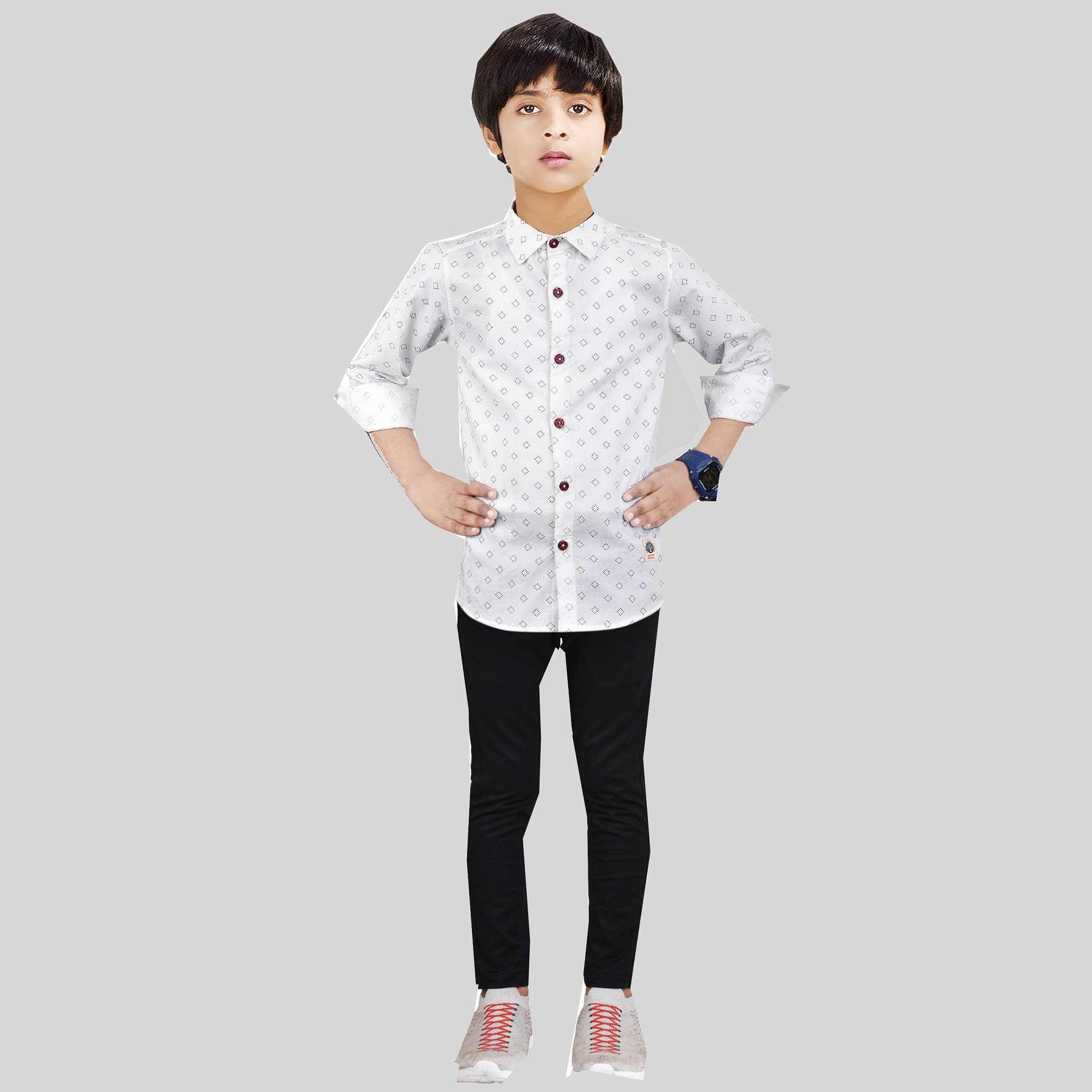     			Made In The Shade Pack of 1 Boys Cotton Shirt & Pants Set ( White )