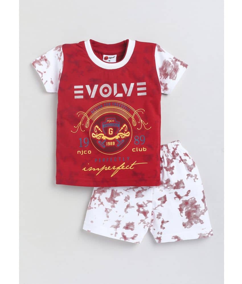 Mars Infiniti Pack of 1 Unisex for Baby Cotton T-Shirt & Shorts ( Maroon )