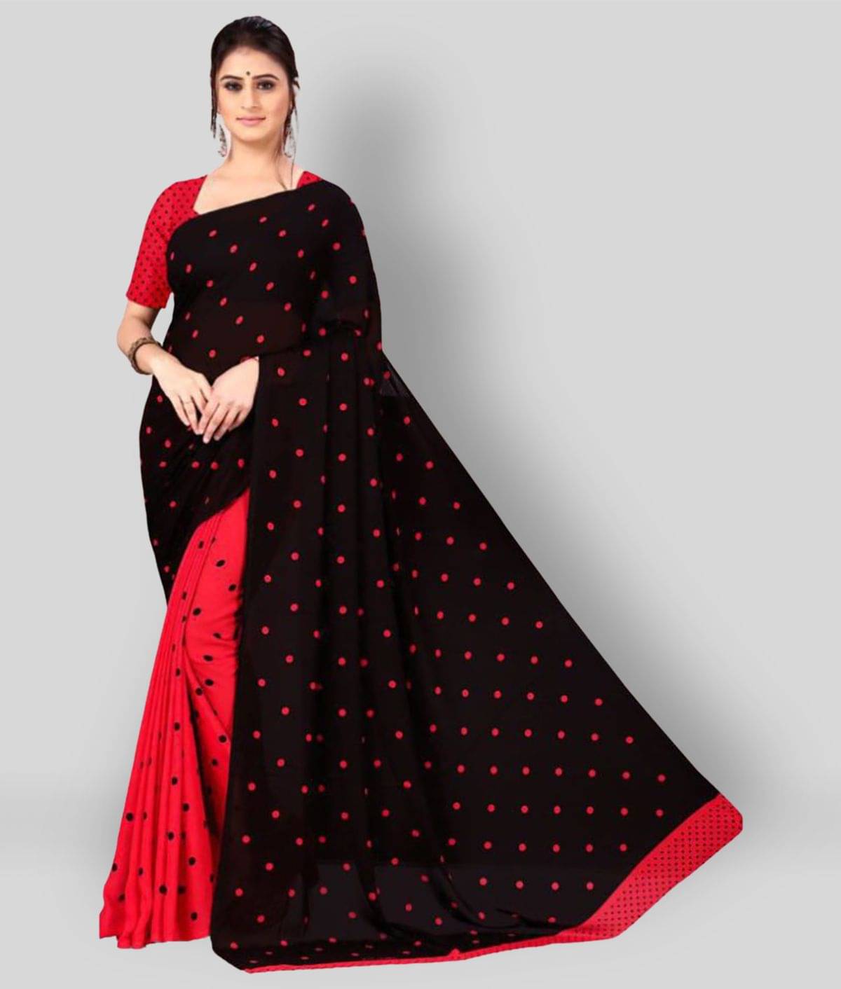     			ANAND SAREES Georgette Printed Saree With Unstitched Blouse Piece ( Multicolor )