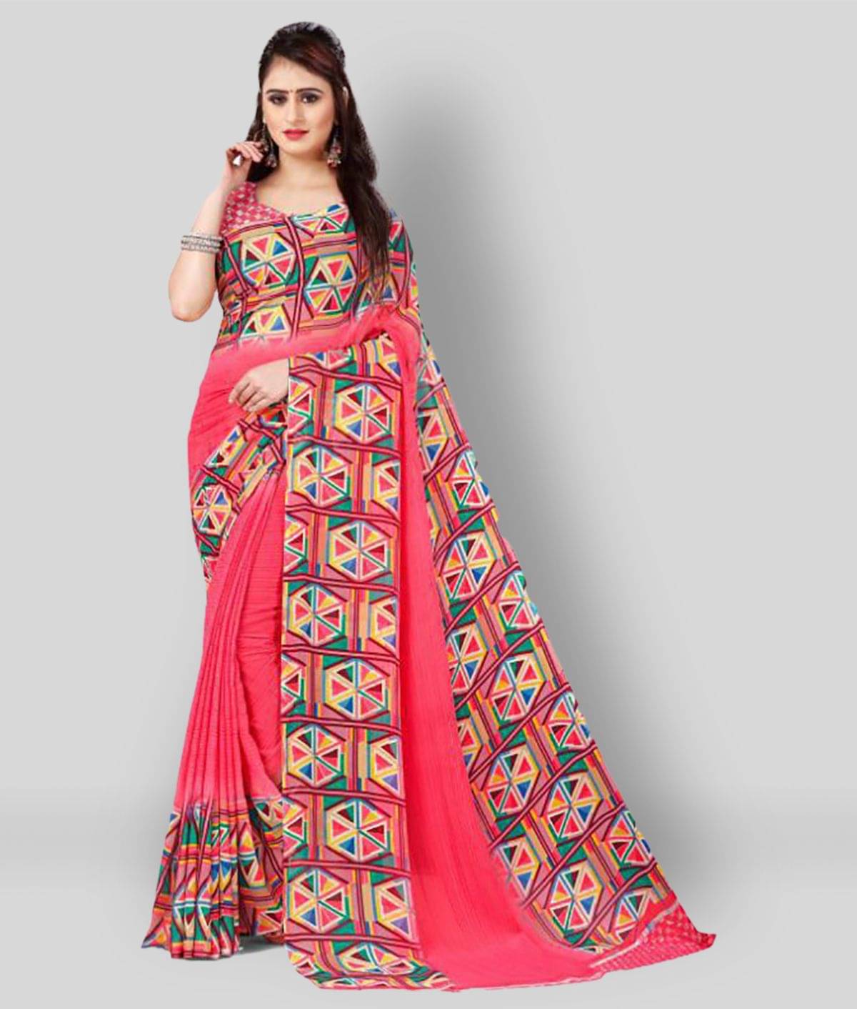     			ANAND SAREES Georgette Printed Saree With Unstitched Blouse Piece ( Multicolor )