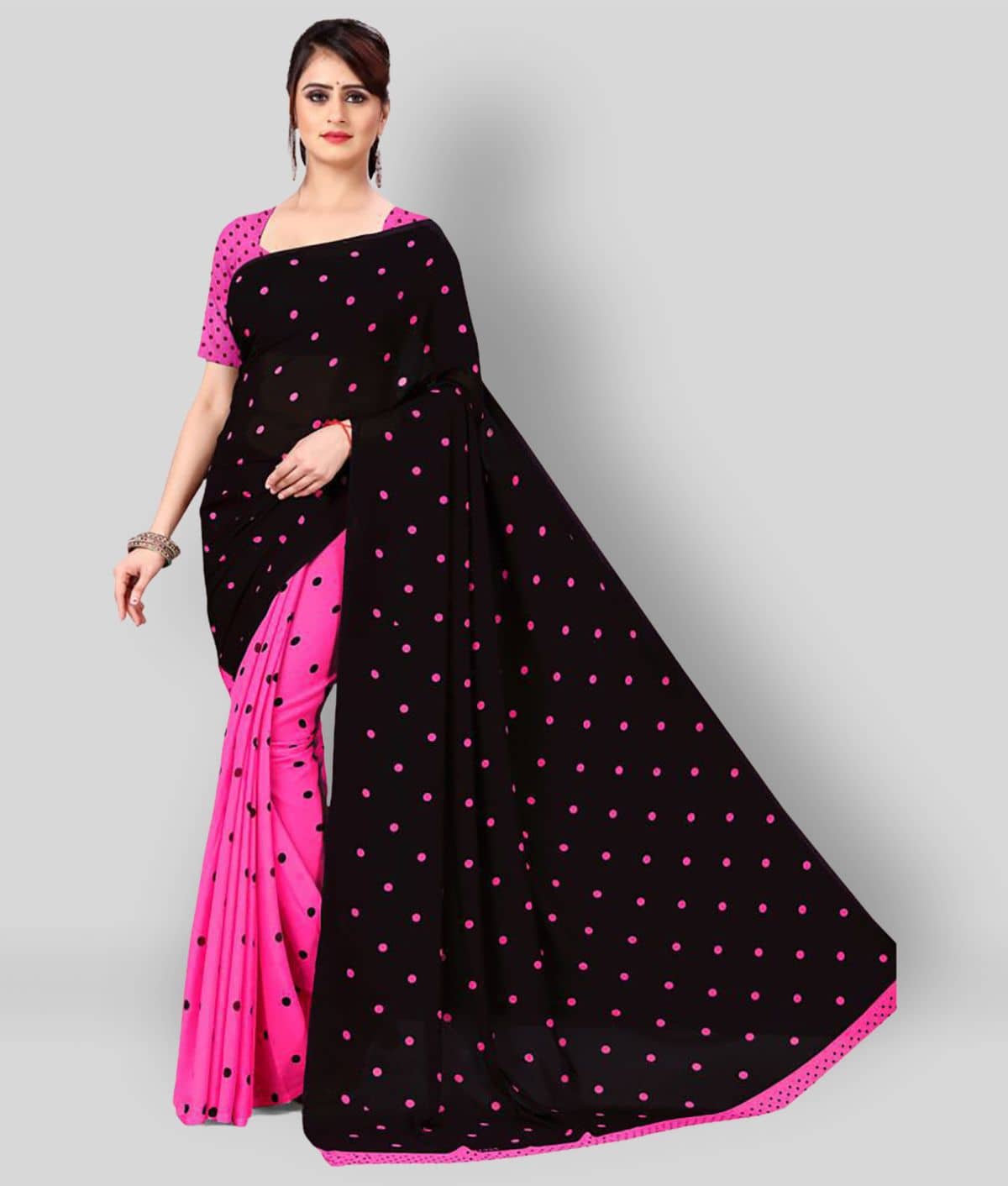 ANAND SAREES Georgette Printed Saree With Unstitched Blouse Piece ( Multicolor ) - Sarees | Buy online on ZillyBuy