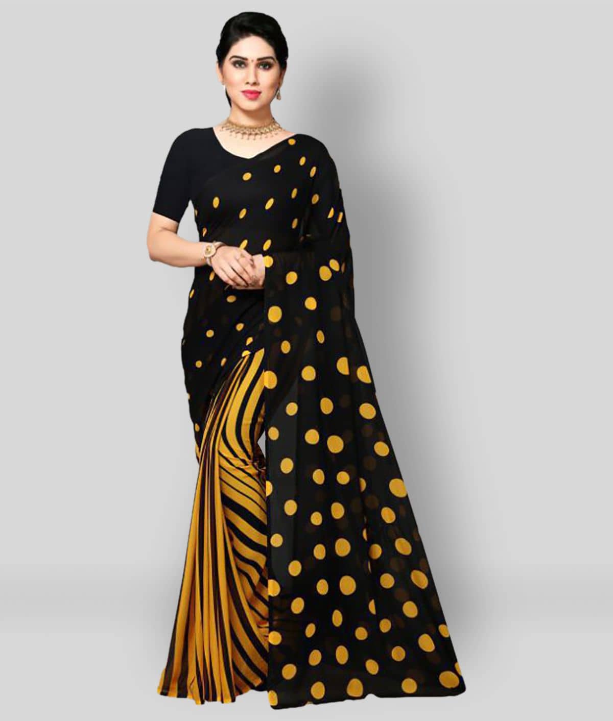ANAND SAREES Georgette Printed Saree With Unstitched Blouse Piece ( Multicolor ) - Sarees | Buy online on ZillyBuy